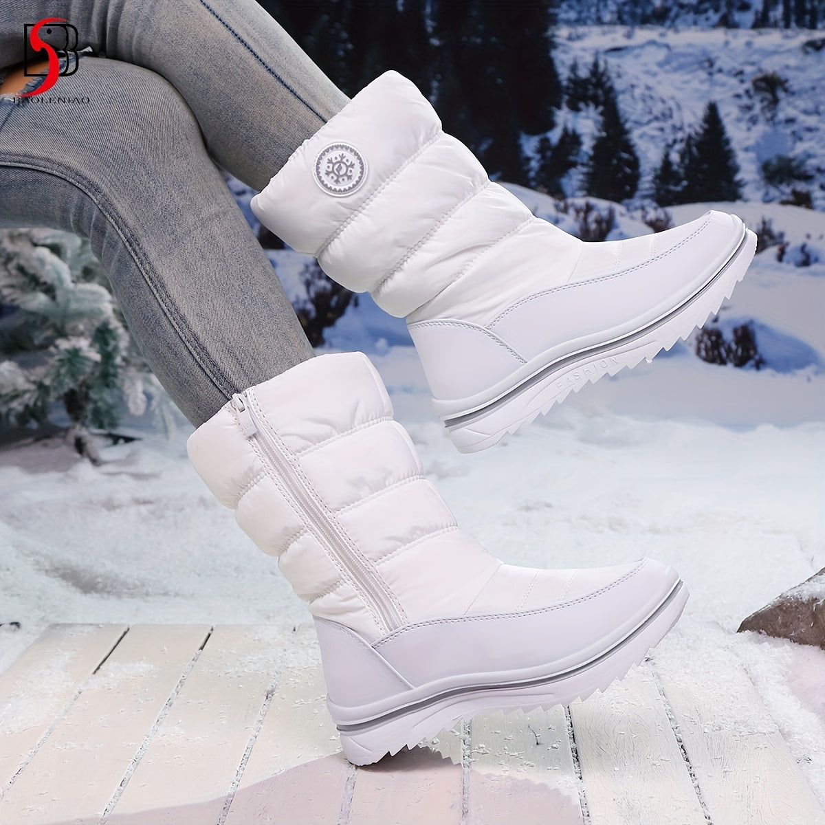 Women's Snow Boots Cold Weather Waterproof Mid-Calf Anti-Slip