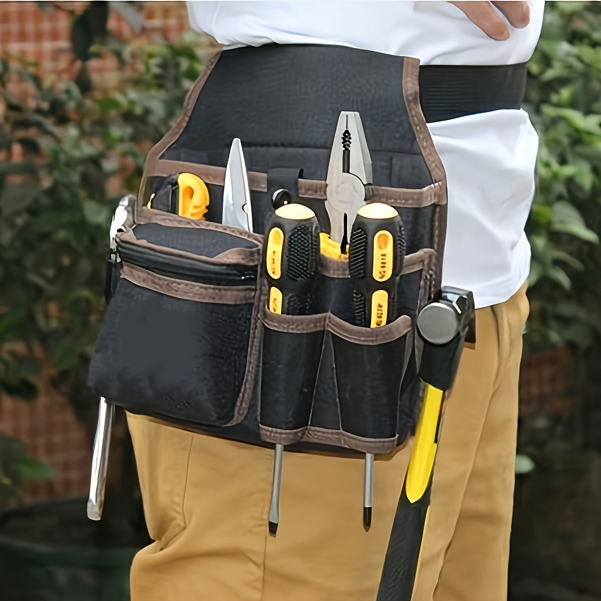 Black Electrician Tool Belt with Multiple Pockets for Hanging on Waist