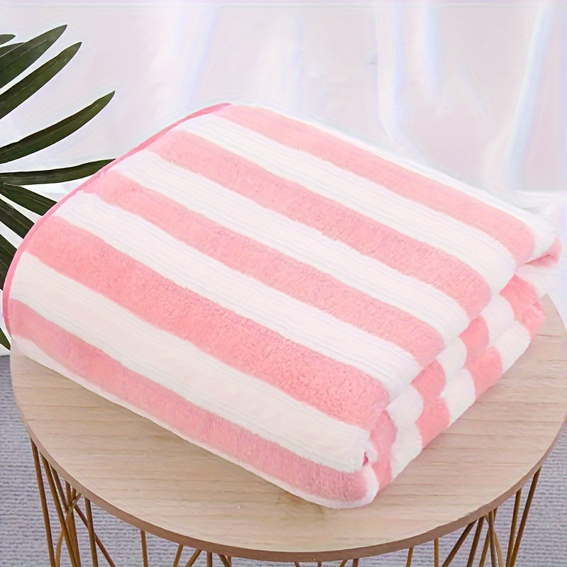Quick-Dry Coral Fleece Towel Absorbent Comfortable Modern Stripe for Home Travel