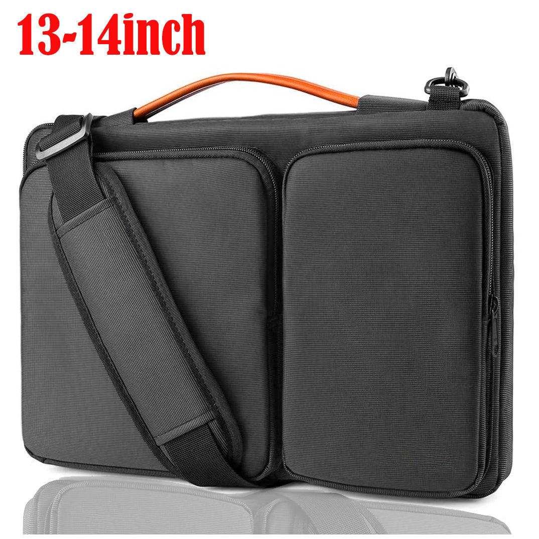 Waterproof Laptop Shoulder Bag 33-39cm with Handle and Adjustable Strap Black