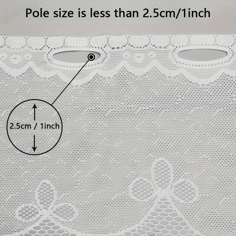 White Floral Lace Sheer Curtain for Kitchen and Living Room Privacy