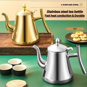 Versatile Tea and Coffee Set with Stainless Steel and Gold Teapots in Gift Box
