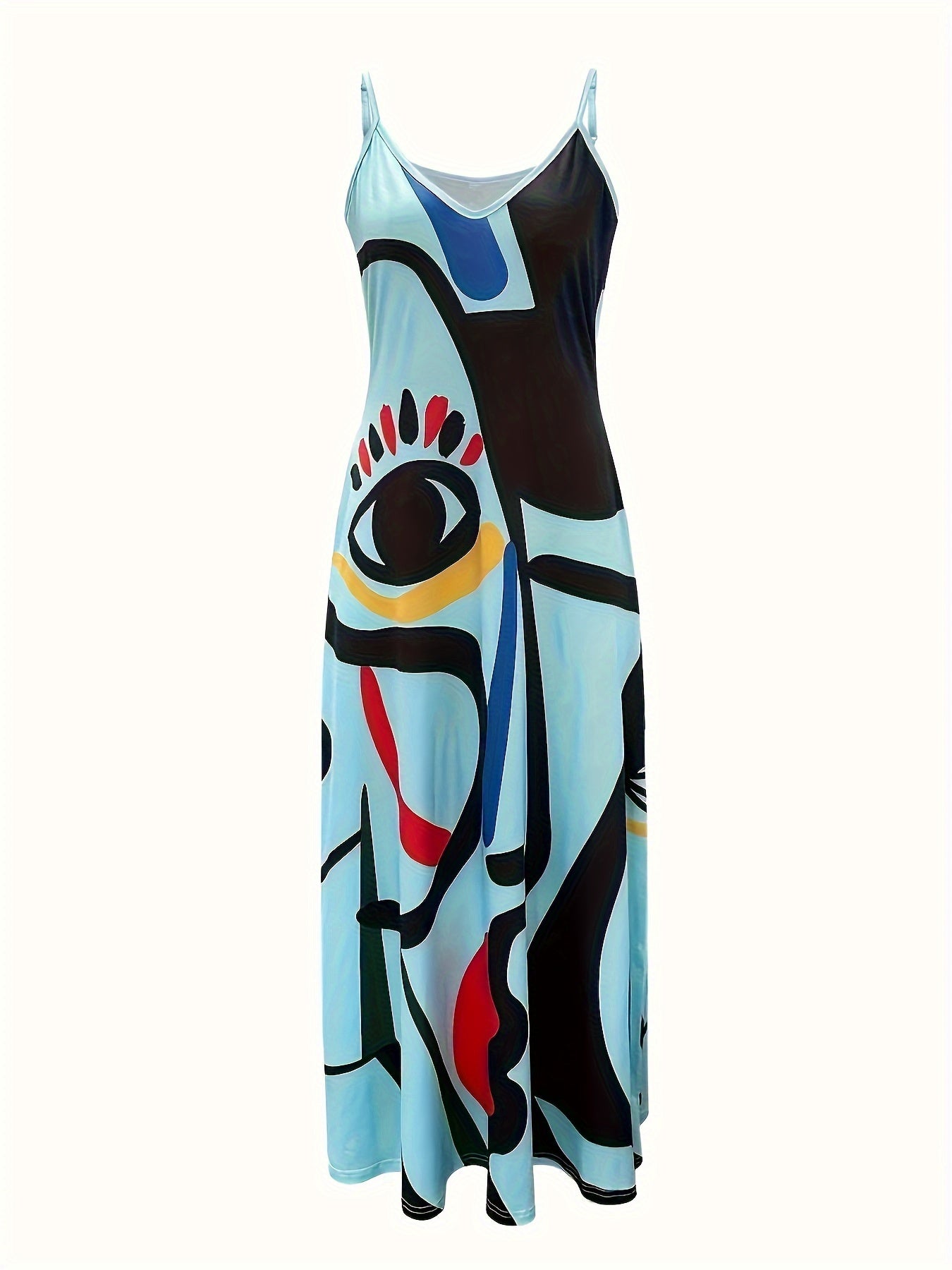 Черное и красное абстрактное платье-макси без рукавов для женщин с асимметричным подолом