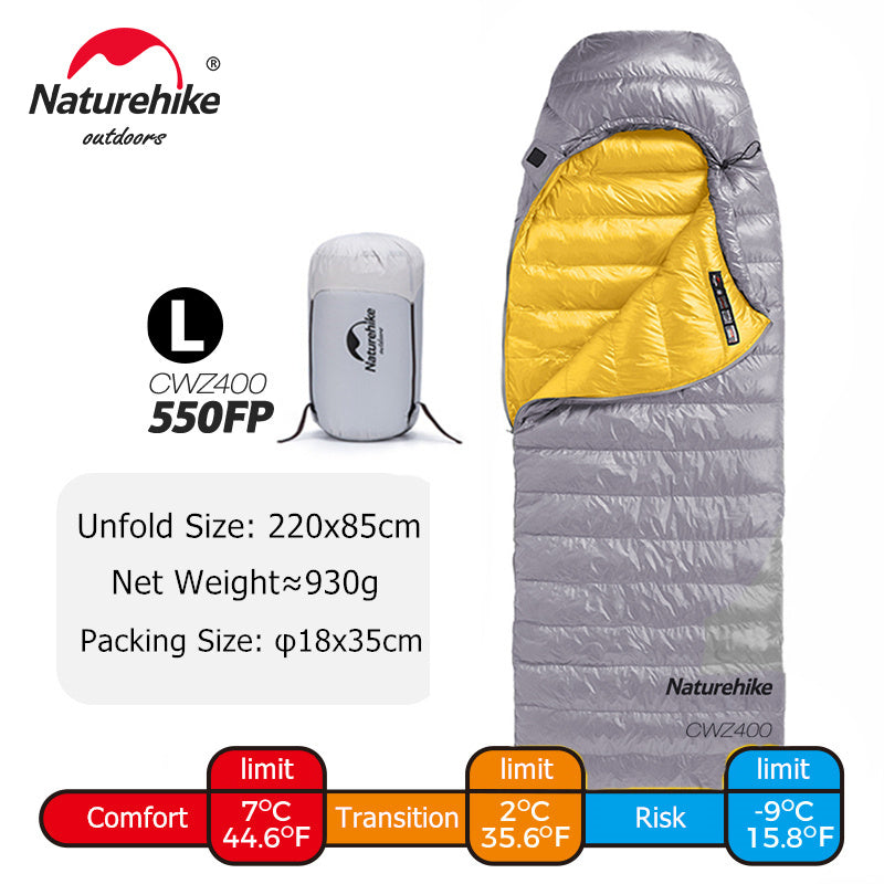 Naturehike Ultra-Light Goose Down Sleeping Bags qishki lagerda eng yuqori qulaylikni ta'minlaydi.
