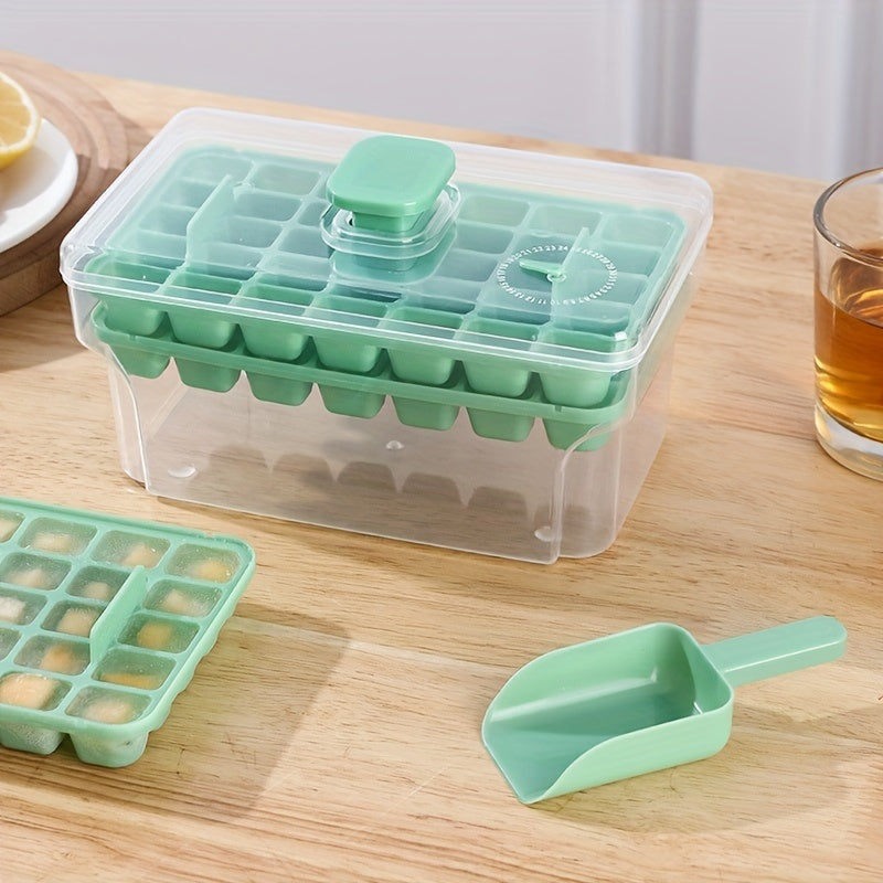 Ice Cube Tray Set with Storage Box and Scoop, 68-Cavity, BPA-Free Plastic