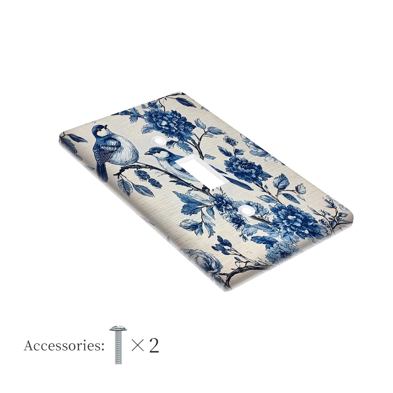 Blue Birds and Floral Wall Plate Cover for Teen Room Bedroom Bathroom Playroom