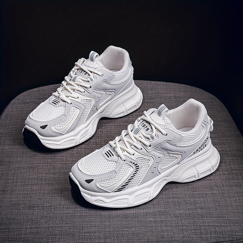 Women's Sneakers Fall 2024 Mesh Fabric Thick Sole Casual Running Breathable