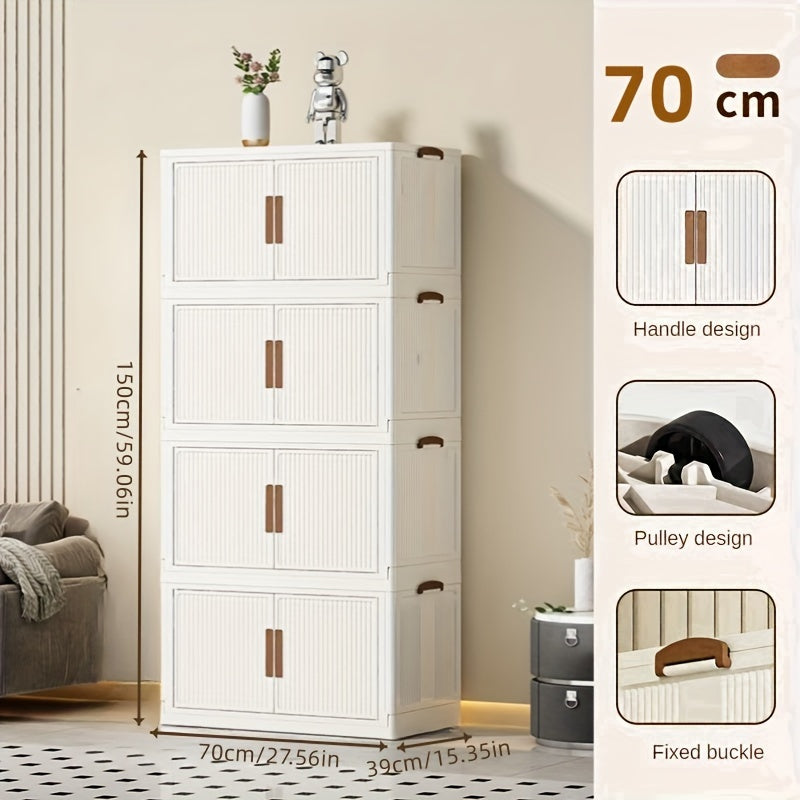 Foldable Plastic Storage Bin with 4/5 Tiers Large Capacity for Clothes Toys Books