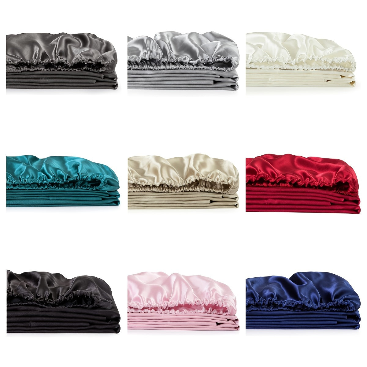 Solid Color Satin Fitted Sheet Bedding for Bedroom and Guest Room