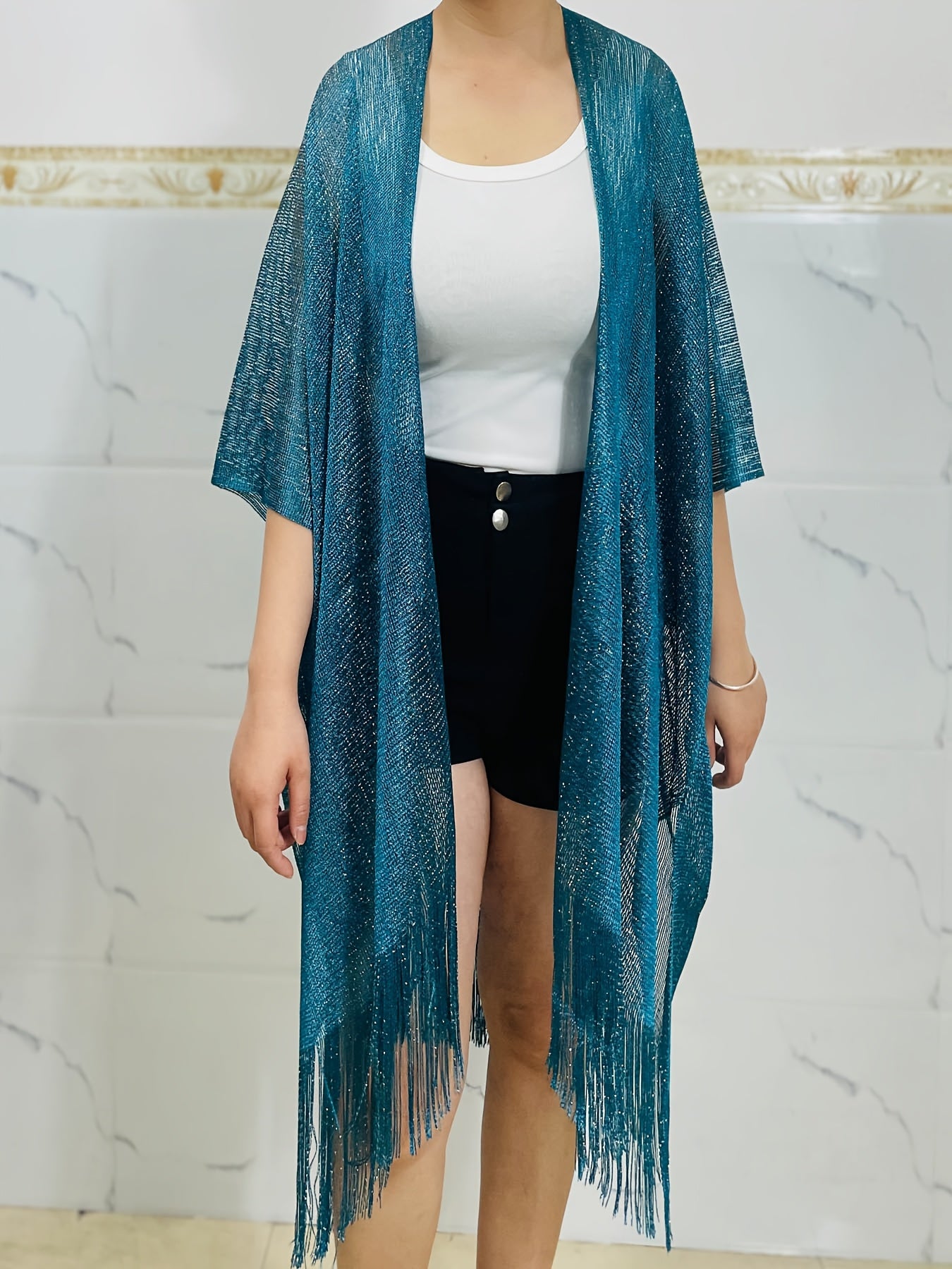 Plus-Size Women's Lightweight Batwing Scarf Shawl Semi-Sheer Cover-Up