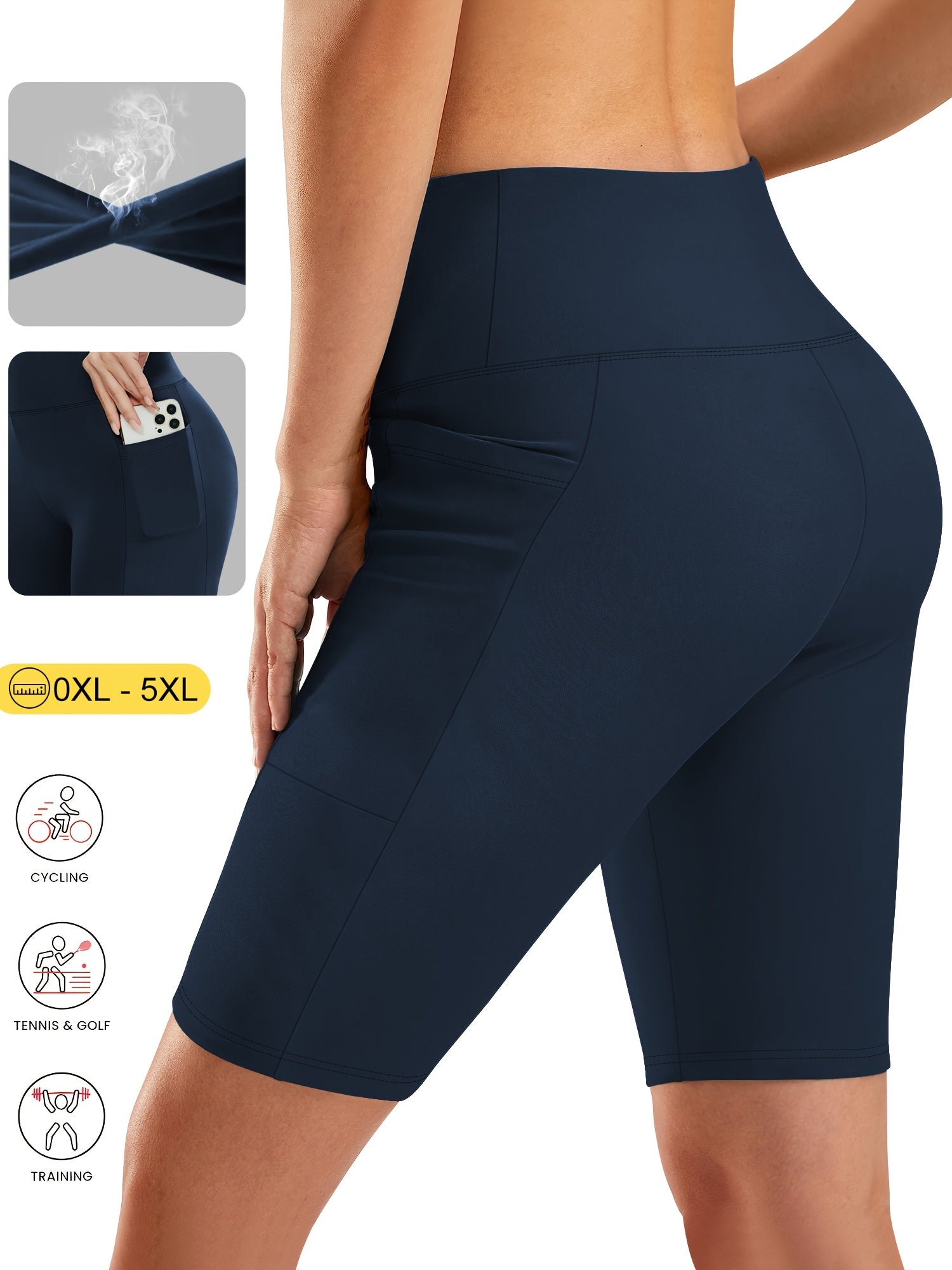 Women High Waist Slim Fit Yoga Pants Three Pack Large Size Side Pockets