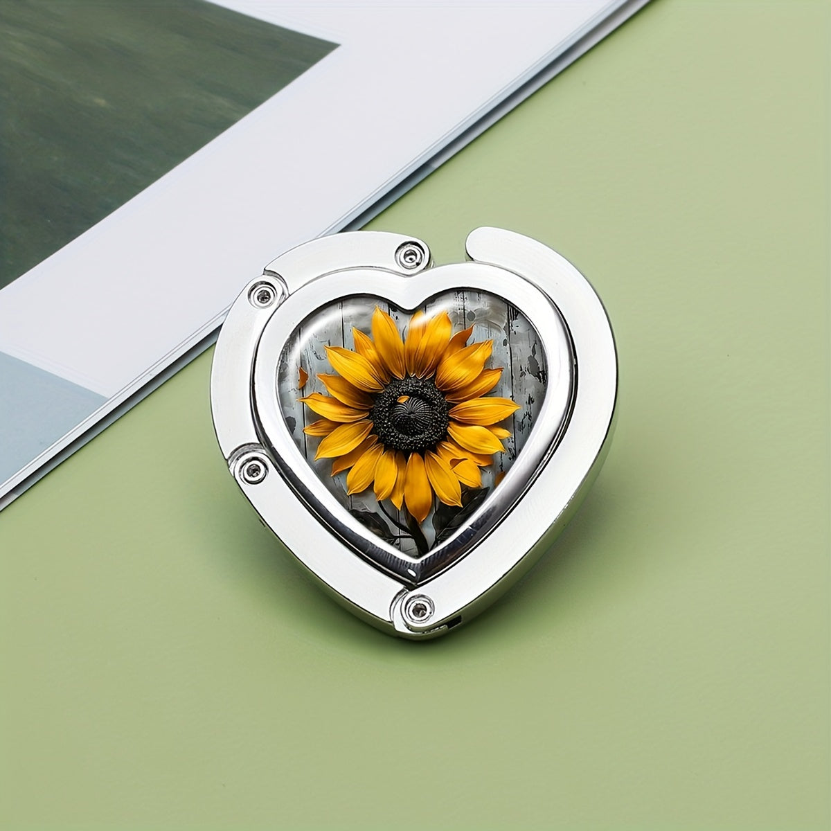 Chrysanthemum Pattern Foldable Purse Hook Metal Handbag Holder for Tables