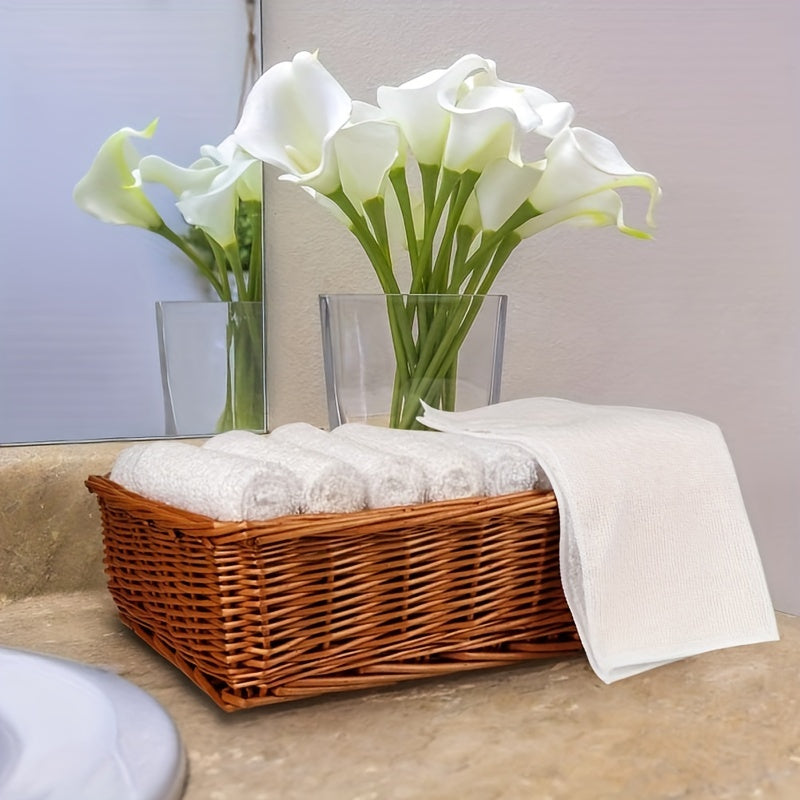 12-Piece White Cotton Washcloths Set Lightweight and Absorbent for Bathroom