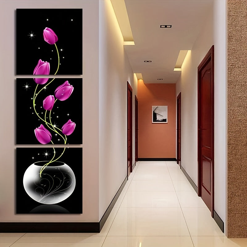 3-Piece Mosaic Oil Painting Wall Art Set for Room Decor Scenic Bedroom Living Room