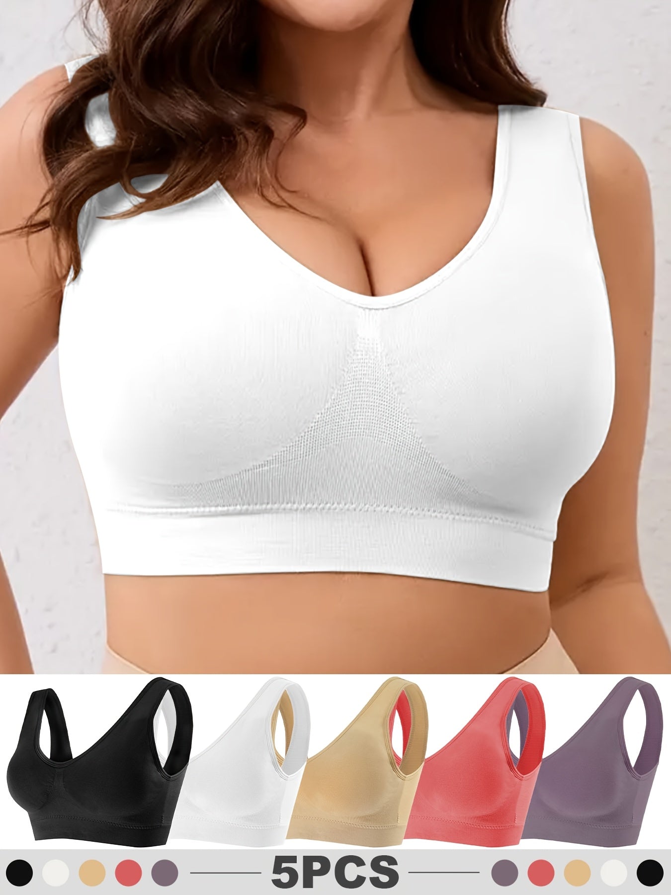 Plus-Size High-Impact Wireless Sports Bras Seamless Cross-Back Removable Pads