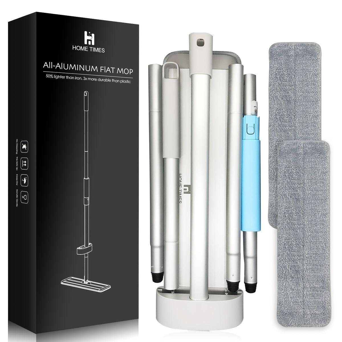Aluminium Collapsible Mop with Extendable Handle and 2 Refills for Hardwood and Tile Floors