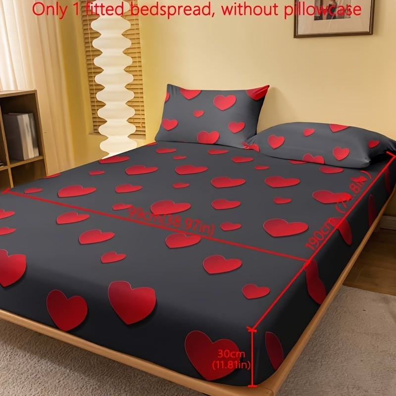 Простыня с резинкой в красном принте «Любовь», 1 шт. (Наволочка не включена). Мягкое и комфортное постельное белье, защитник матраса для спальни или гостевой комнаты с глубокими карманами. Только простыня с резинкой.