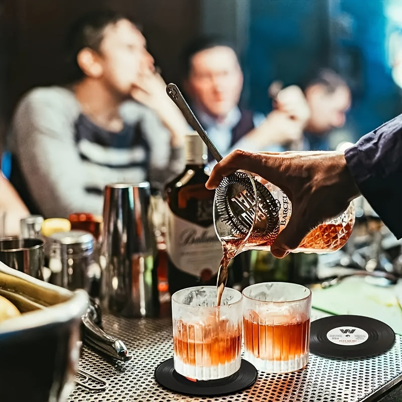 Juego de 6 posavasos de vinilo con diseño retro de rock americano, no deslizantes y resistentes al calor