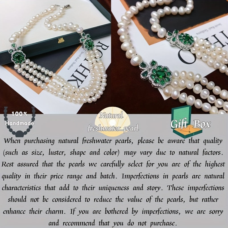Vintage Freshwater Pearl Necklace for Women Elegant Jewelry Gift Box