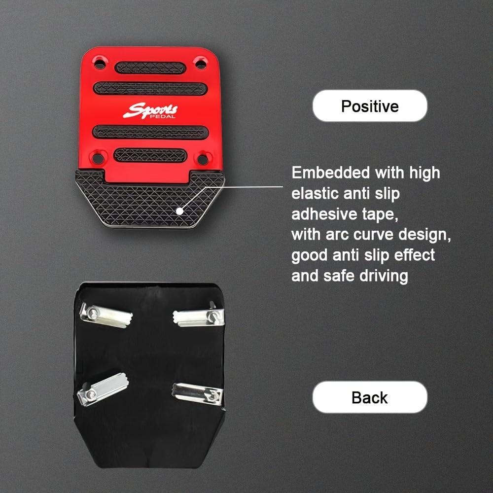 Universal alyuminiy avtomobil pedali qoplamasi to'plami 3 ta paket, sirpanmaydigan tormoz, gaz oyoq padlari