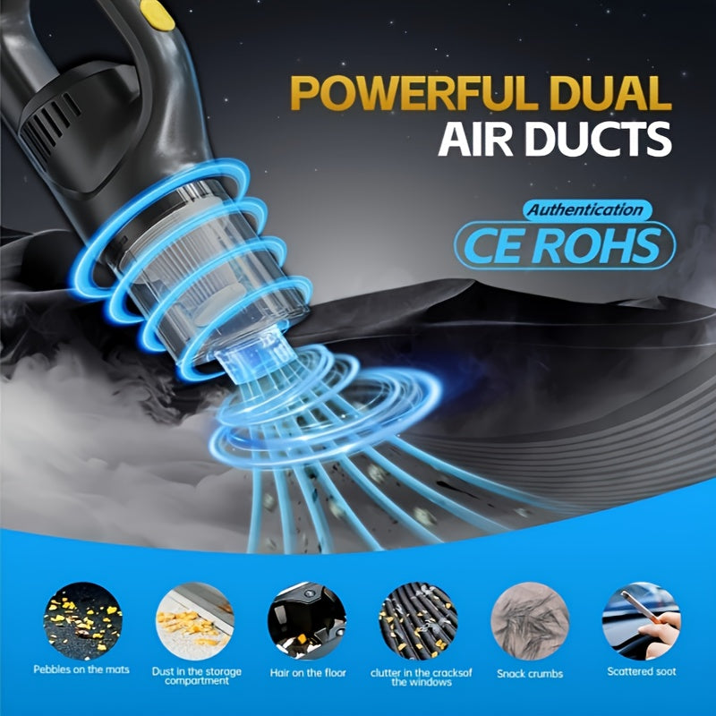 Мощный беспроводной ручной пылесос с легким и портативным дизайном. Мощная всасывающая сила для эффективной уборки дома и в автомобиле, что делает его идеальным подарком.