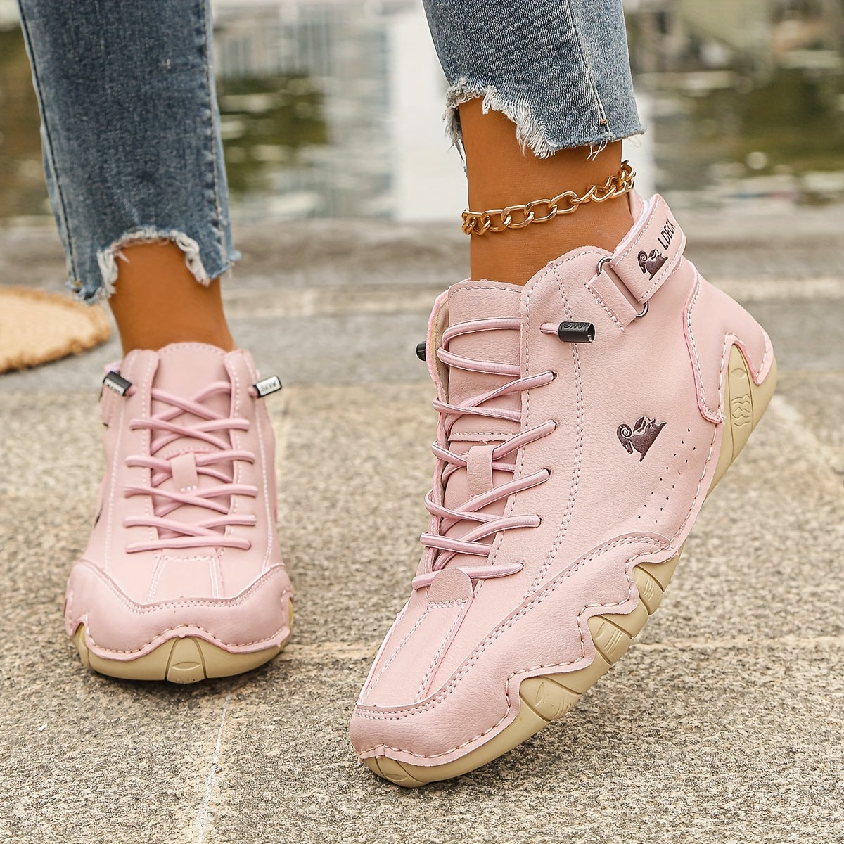 Ladies' Casual Light Color Sneakers with Anti-Slip Rubber Sole