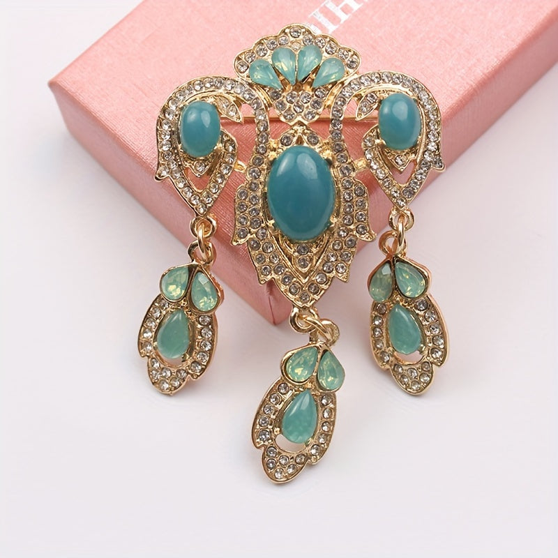 Retro Style Brooch Water Opal Elegant Pin for Women's Attire