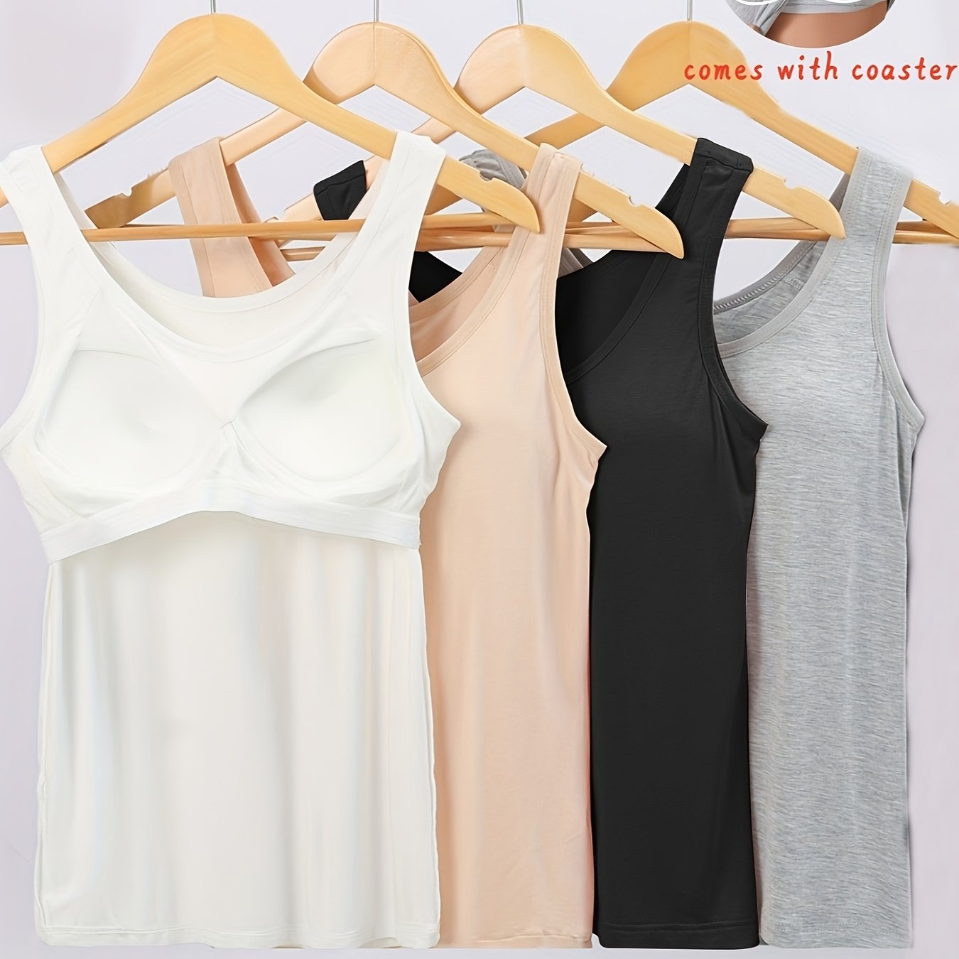 Women’s Plus Size Sleeveless Athletic Tank Tops with Built-In Bra Rayon Blend