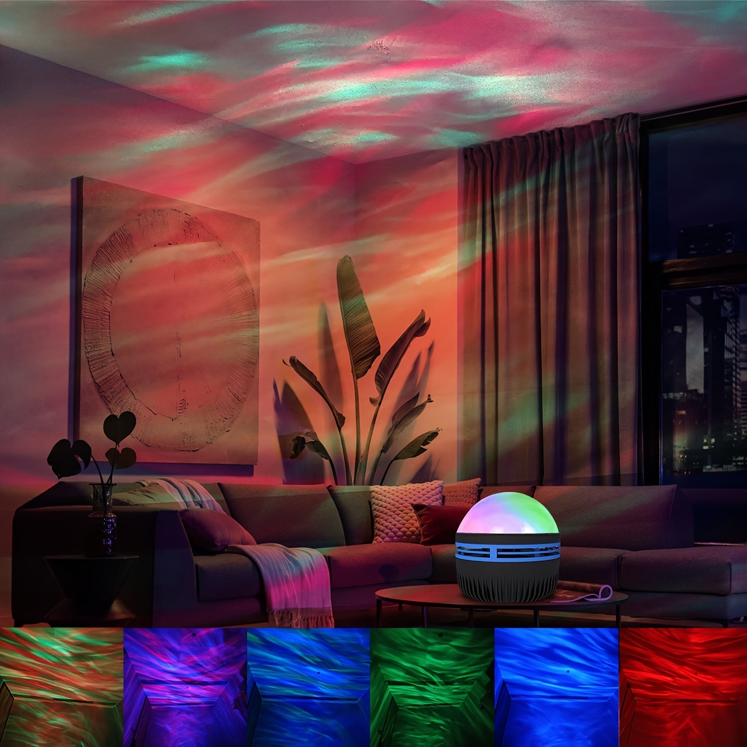 7-Color Star Projector Night Light with Remote Control USB Powered for Bedroom Ambiance