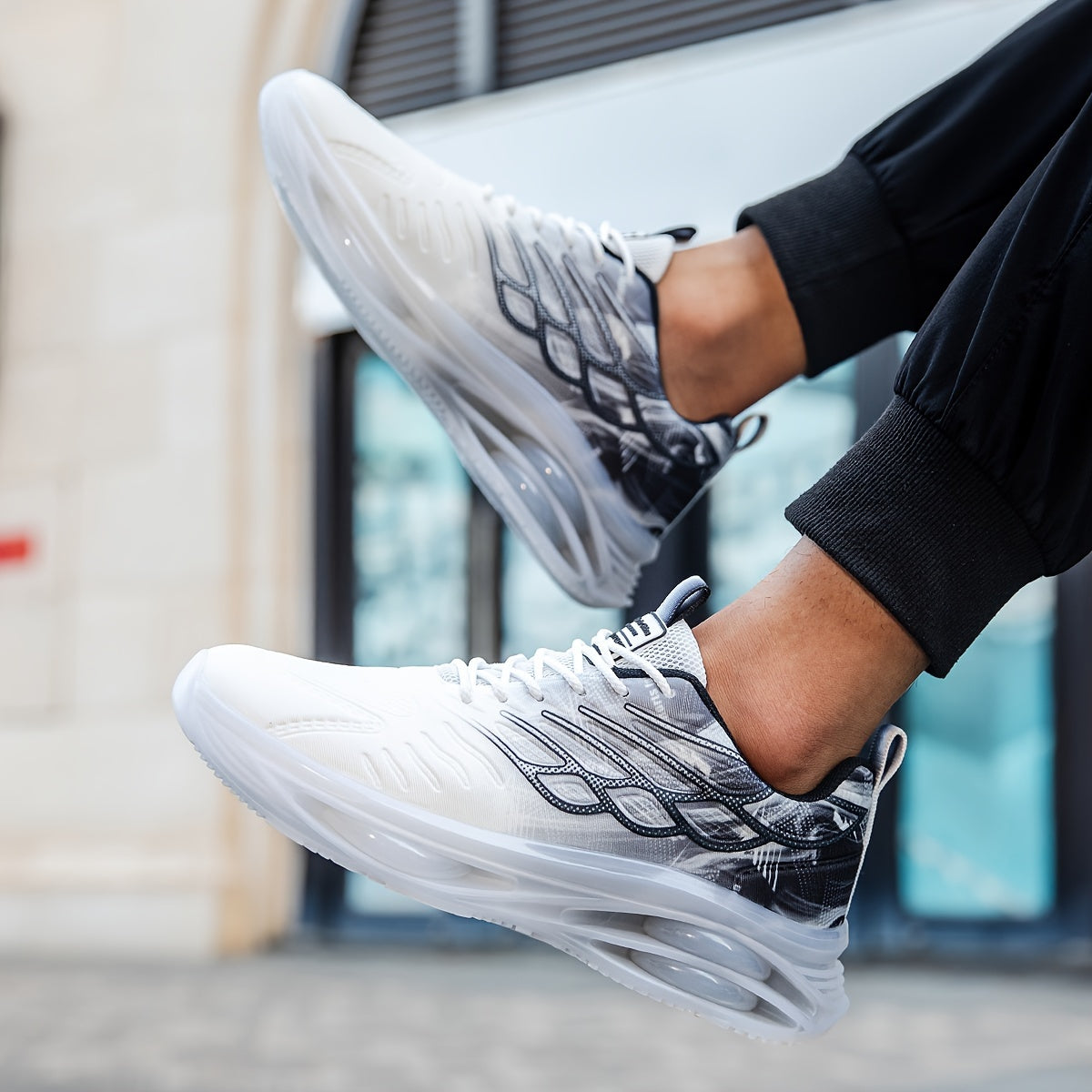 Men's Sneakers Gradient Color Wing Pattern Air Cushion Non-Slip Running Casual Sports