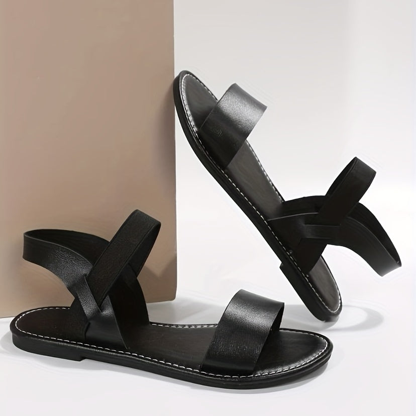 Women's PVC Flat Sandals Casual Ankle Strap Minimalist Outdoor Shoes