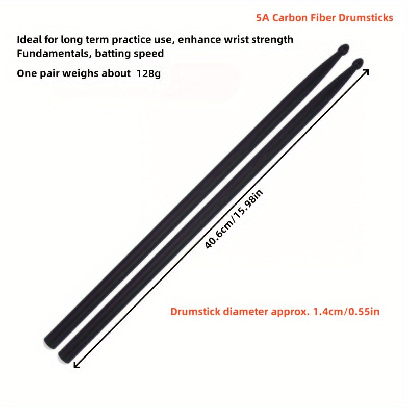 Carbon Fiber Drumsticks Pair for Jazz and Electronic Drums Black Grey