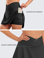 Plus Size Casual Skort Polyester Blend With Pockets Summer Stretchy