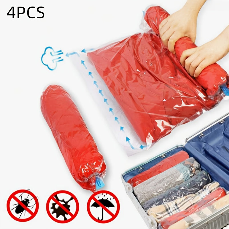 Комплект из 4 компрессионных мешков для хранения одежды, организации багажа
