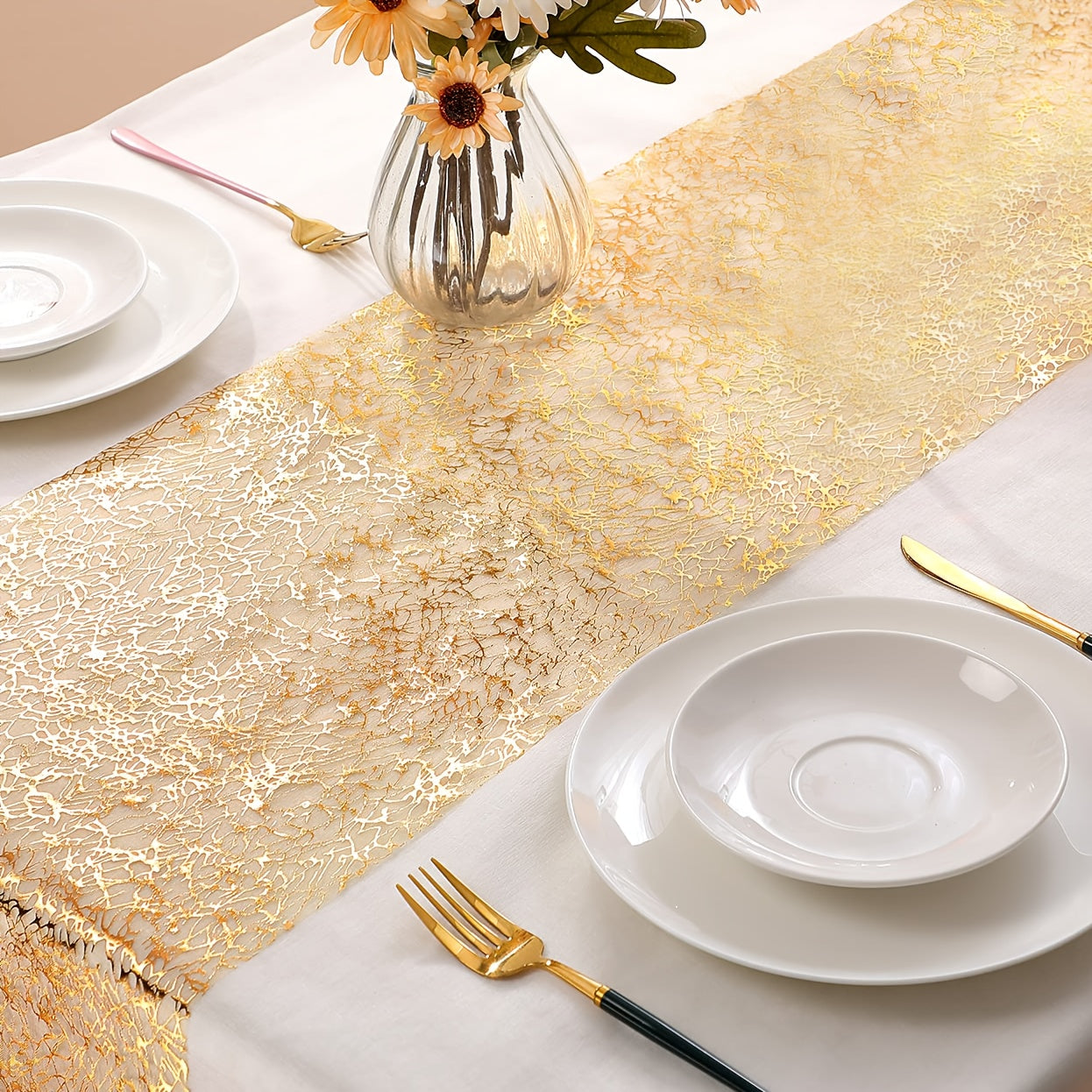 Glittering Metal Table Runner for Weddings Parties and DIY Projects