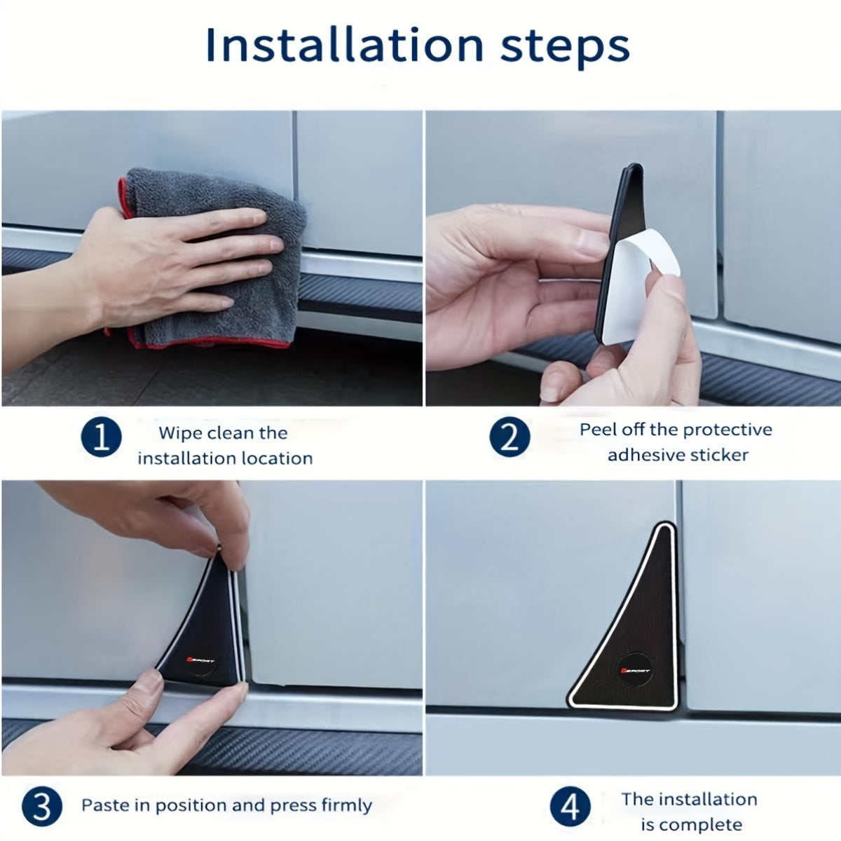 Avtomobil burchak tampon qo'riqchilari rezina uchburchakli yozuvlar o'z-o'zidan yopishadigan chizilishga qarshi himoya