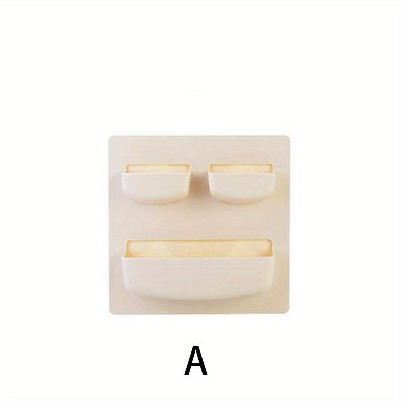 Vannaxona va oshxona uchun devor saqlash racki, yorqin kulrang, burg'ulashsiz, joyni tejovchi tashkilotchi kosmetika va aksessuarlar uchun