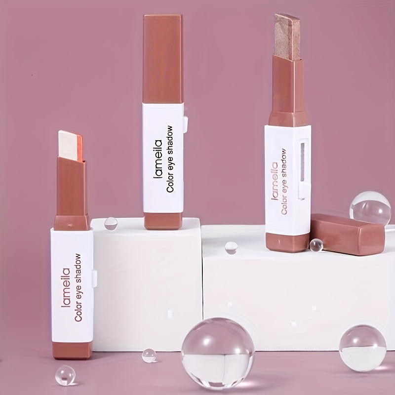 Women's Waterproof Dual-Tone Eyeshadow Stick Long-Lasting Matte Pearly Shades