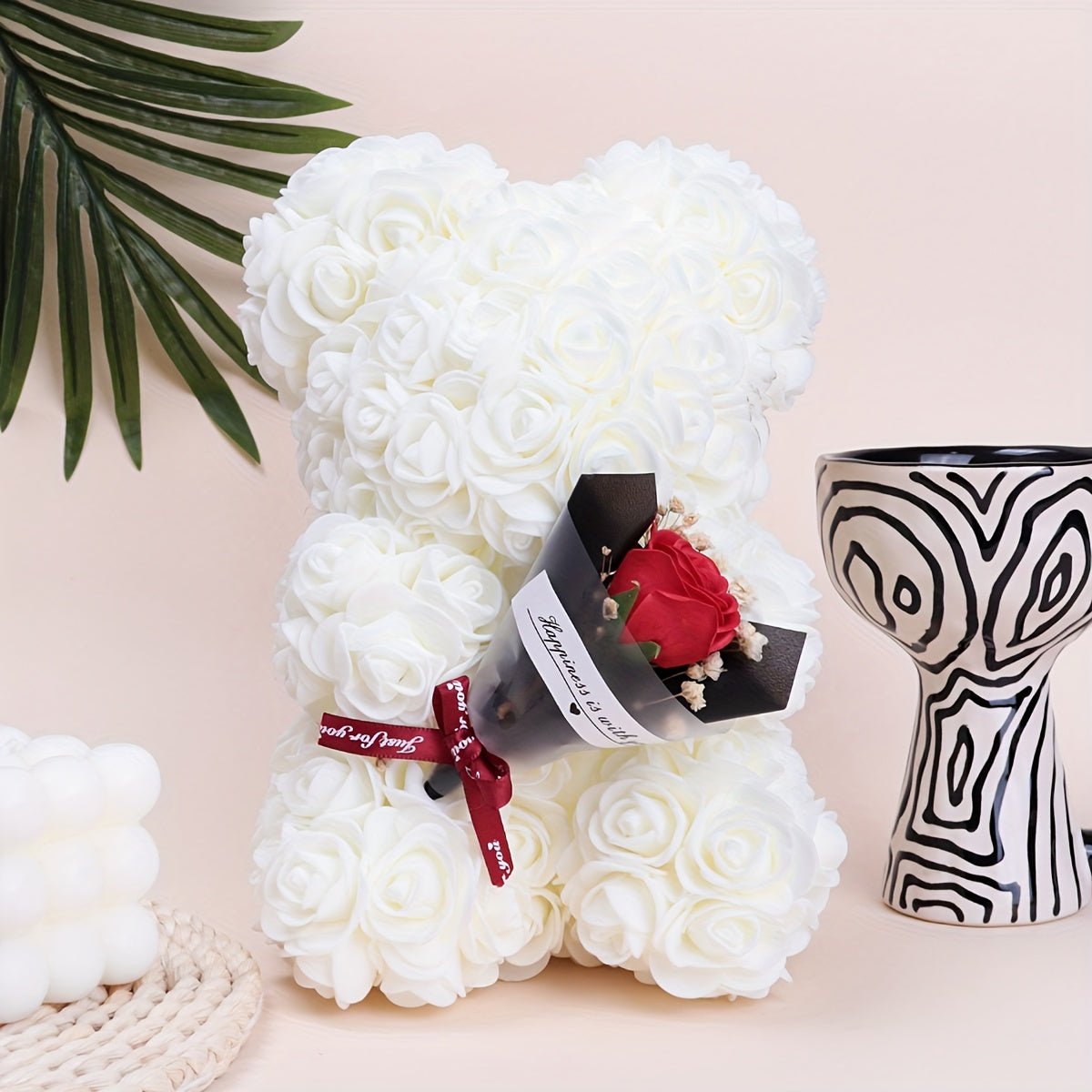 Decorative Rose Bear for Weddings Engagements Christmas Graduation Battery-Free Party Decor Gift