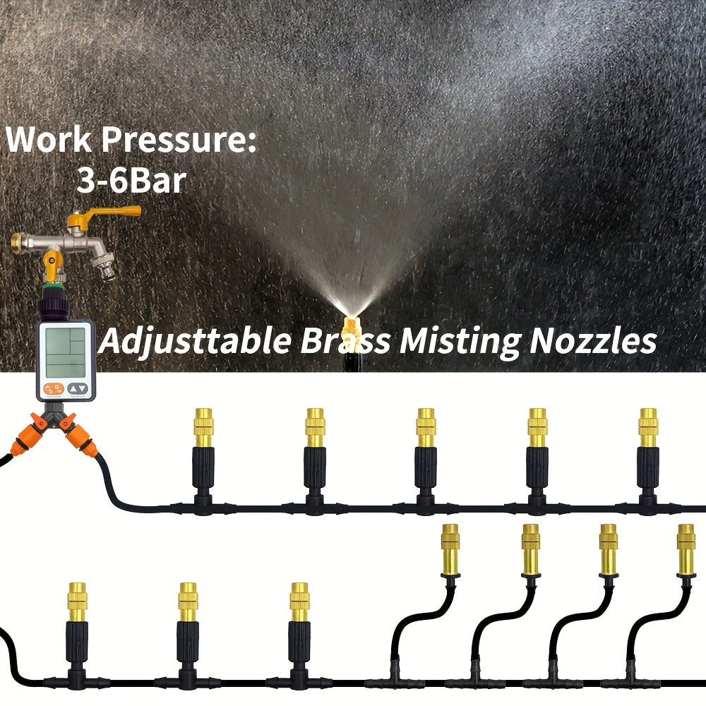 Уличная система охлаждения с туманом длиной 5M-30M с латунными распылителями для полива сада и патио