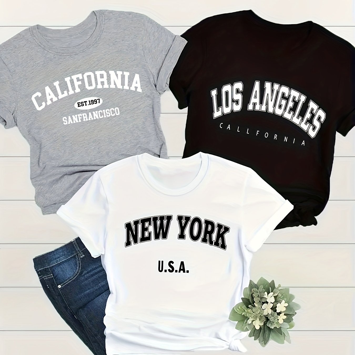 Women's Plus Size Letter Print T-Shirt Short Sleeve Casual Top