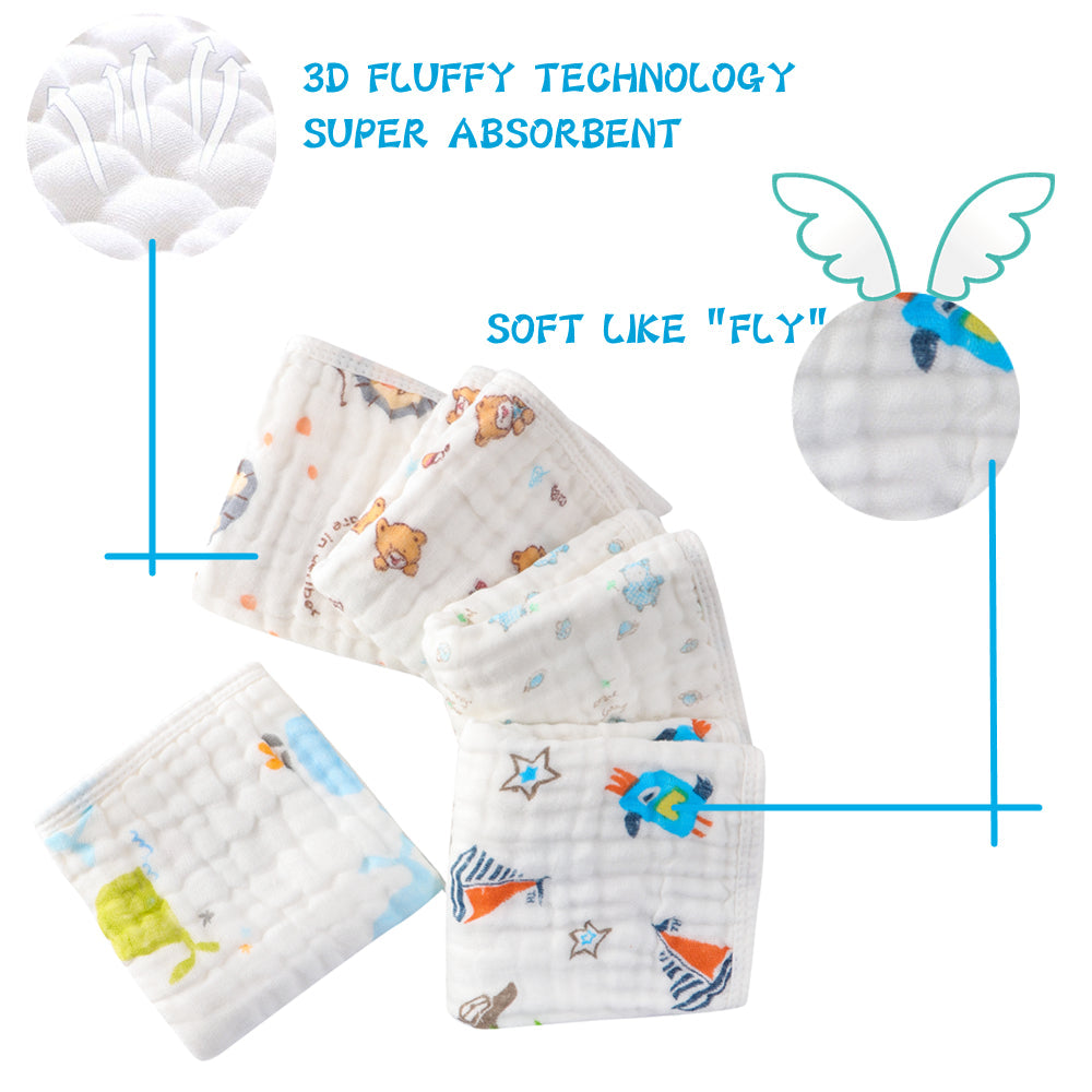 Bola uchun Burp Cloths Muslin 50.8cmX25.4cm 5 ta paket, O'g'il va qizlar uchun