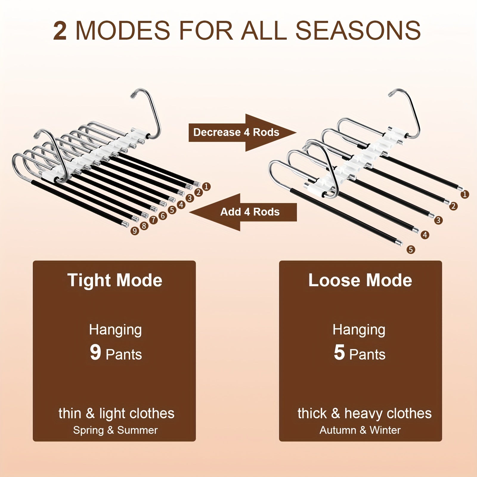 Perchero de pantalones de acero inoxidable de múltiples capas, organizador de armario que ahorra espacio para vaqueros y pantalones