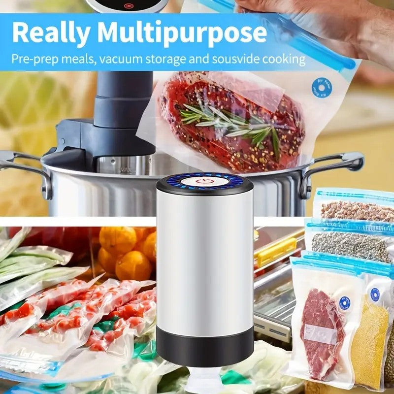 Handheld Rechargeable Food Vacuum Sealer with 3 Sizes of Bags for Food Storage