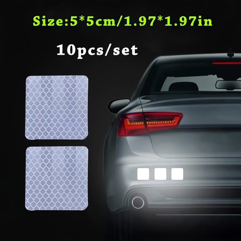 10pcs Car Bumper Reflective Stripe Stickers for Night Safety and Style