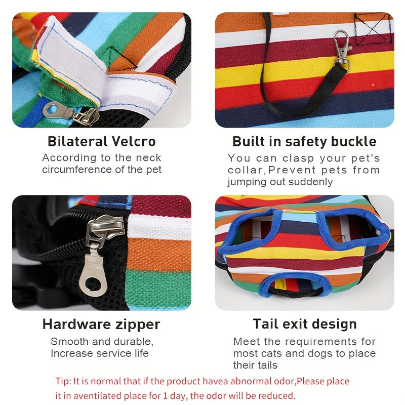 Adjustable Pet Carrier Backpack for Small to Medium Dogs and Cats Polyester with Shoulder Pad