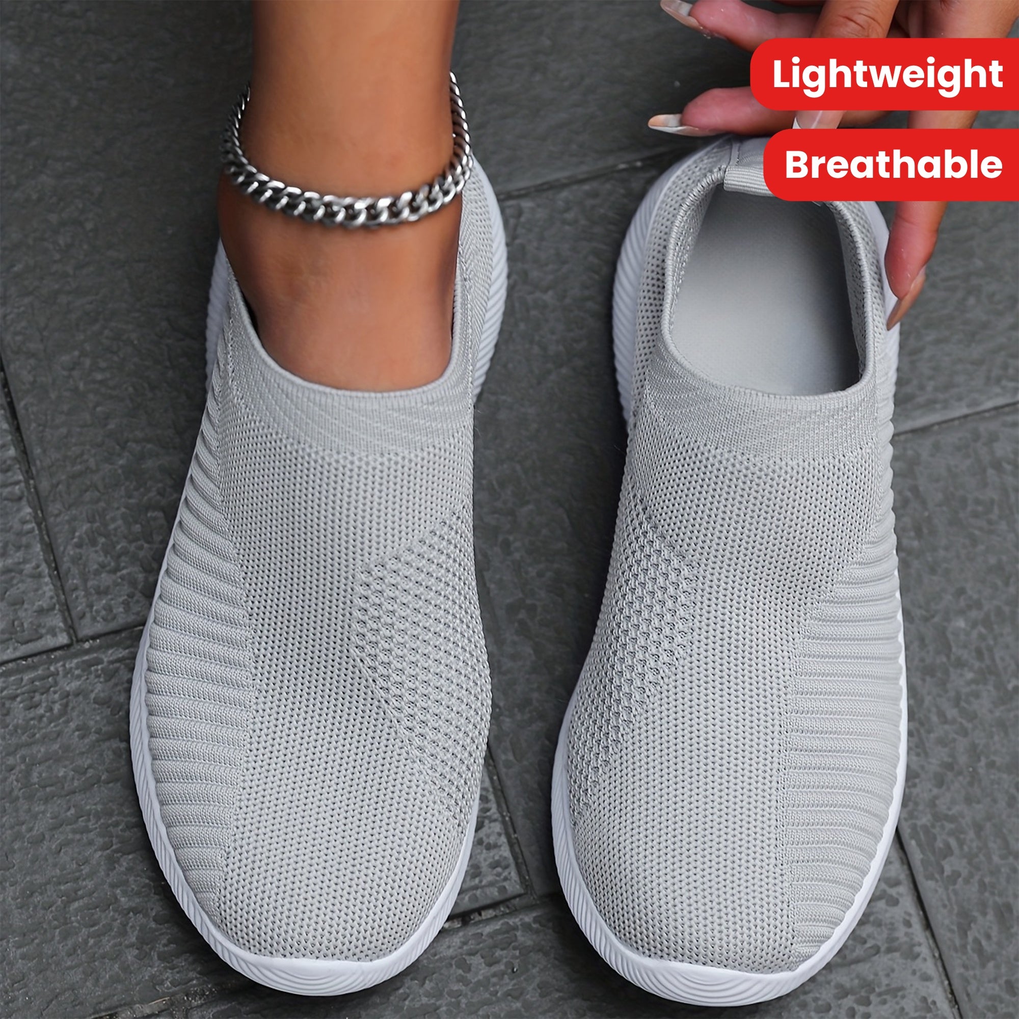 Women's Breathable Woven Sneakers, Lightweight, Plus Size Running Shoes