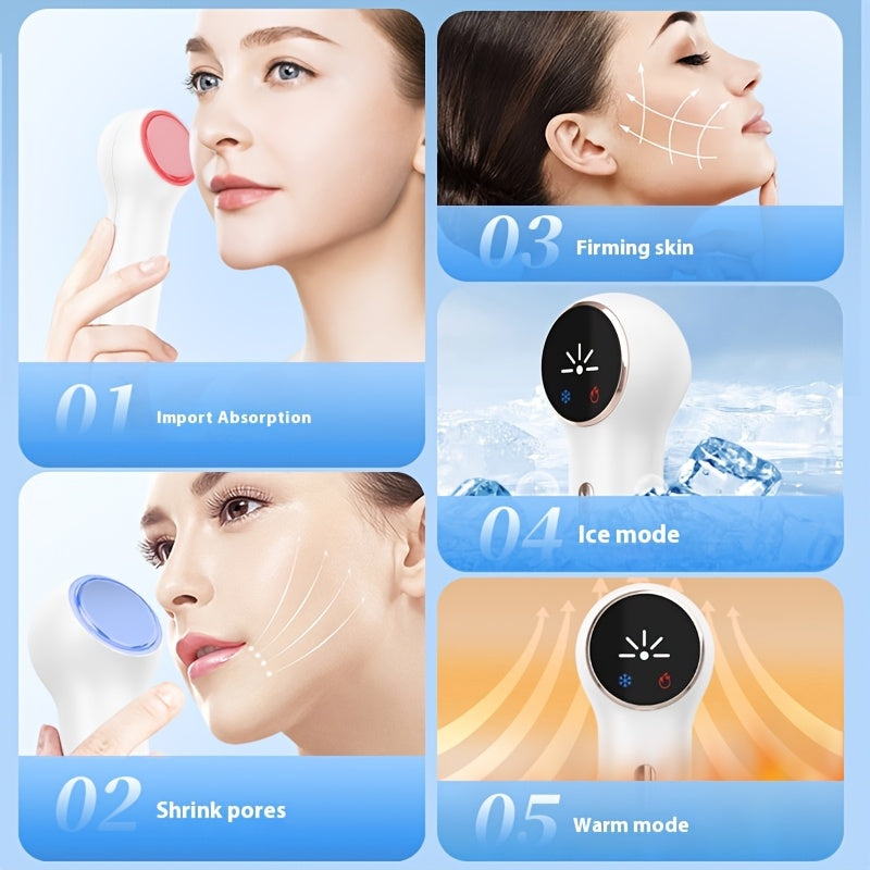 Facial Massager with Hot Cold Therapy Rechargeable Handheld Skincare Device for Anti-Aging and Skin Rejuvenation