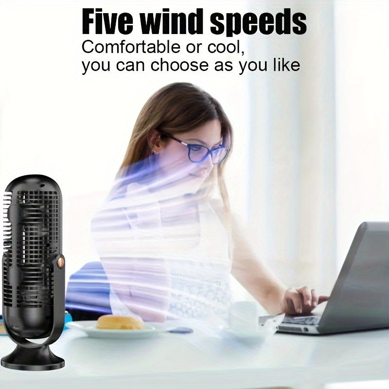 Portable Air Conditioner Fan with 5-Speed Cooling Rechargeable Battery for Home Office Travel Camping