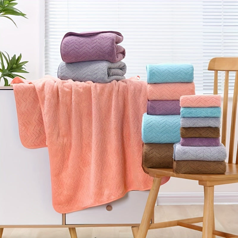 8-Piece Chevron Stripe Polyester Towel Set for Bathroom Spa Hotel Quick-Drying Absorbent